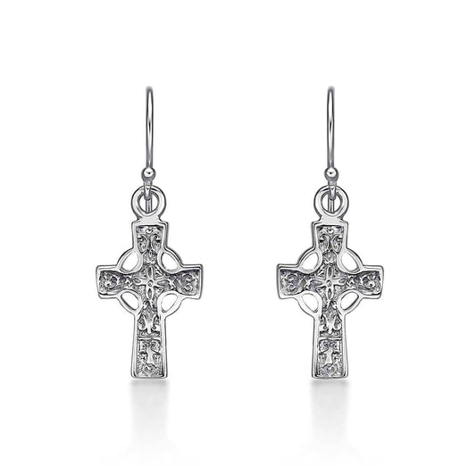 925 Sterling Silver Celtic Cross Dangle Earrings for Women - namana.london