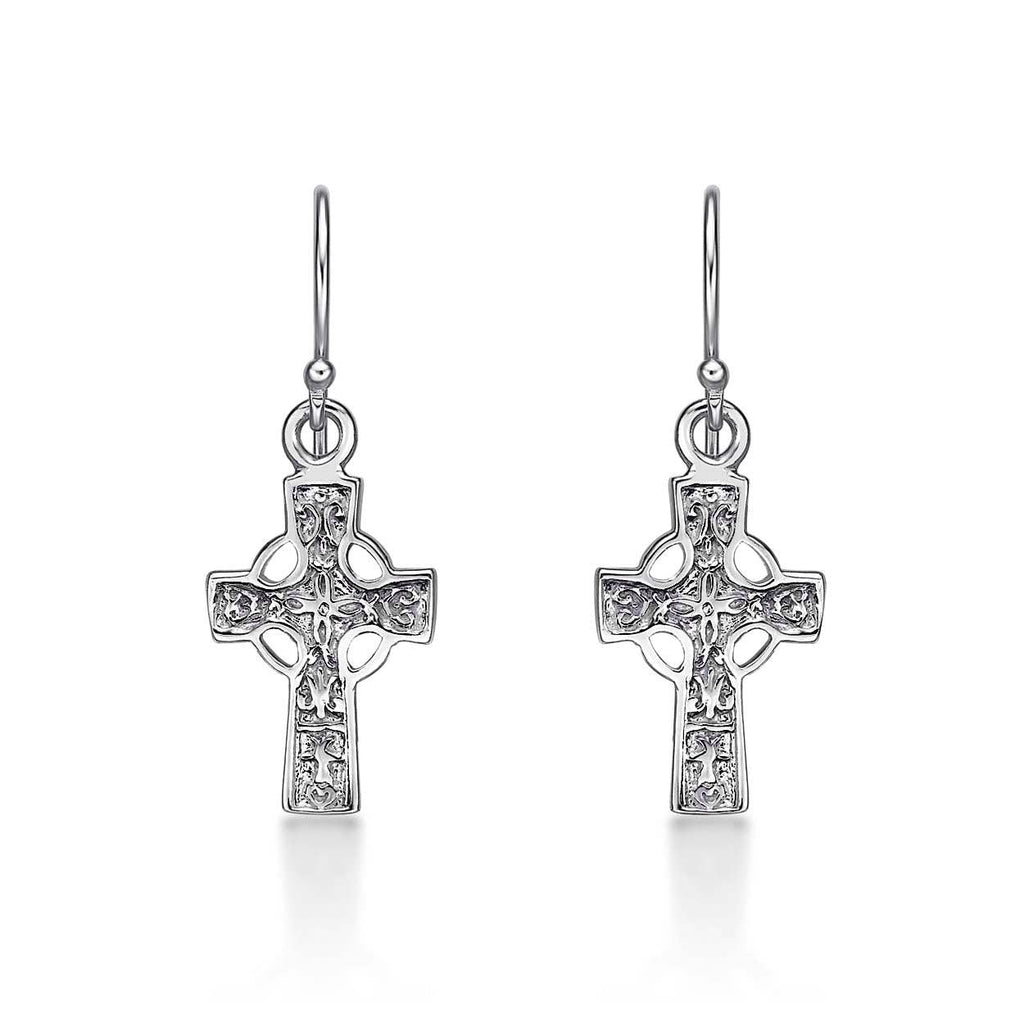 925 Sterling Silver Celtic Cross Dangle Earrings for Women