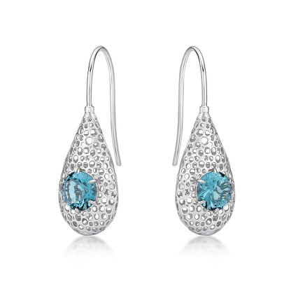 925 Sterling Silver Drop Earrings for Women with Light Blue Stones - namana.london