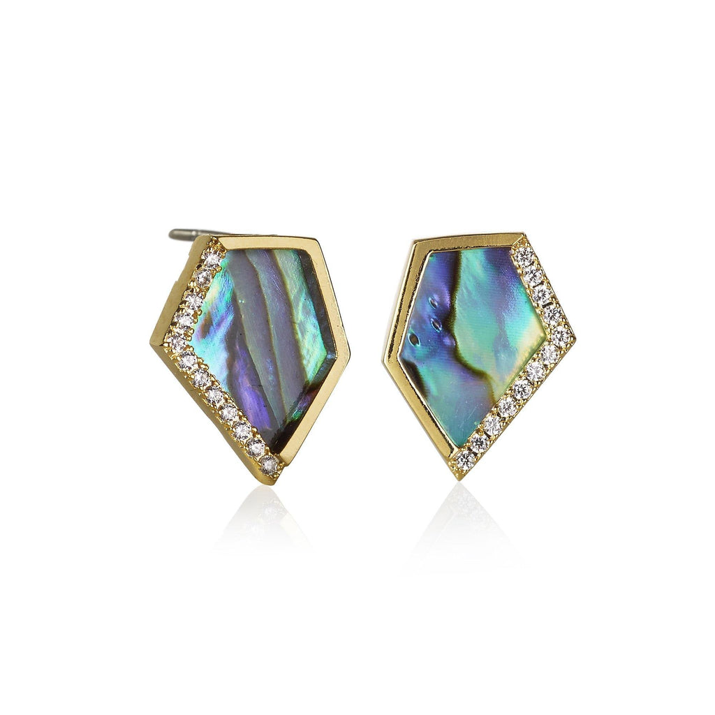 Abalone Shell Gold Stud Earrings for Women