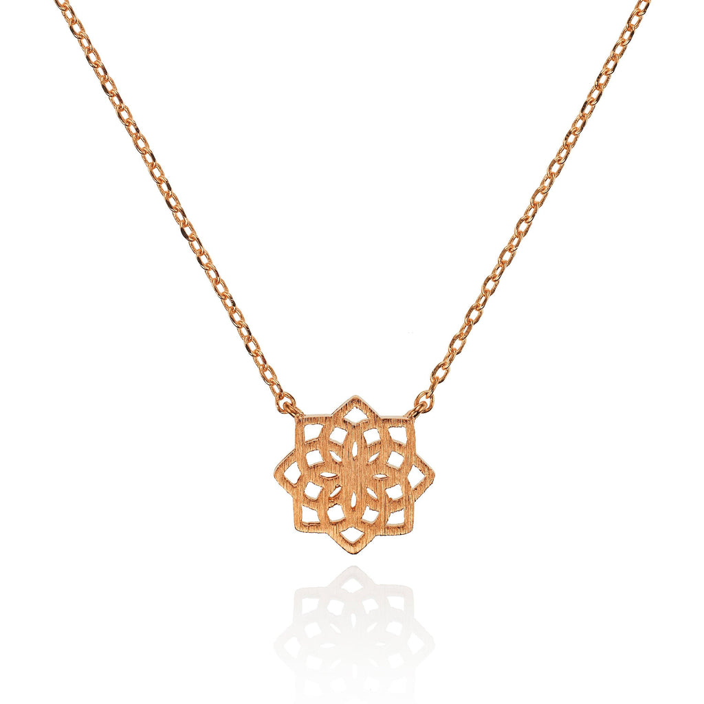 Rose Gold Mandala Pendant Necklace for Women