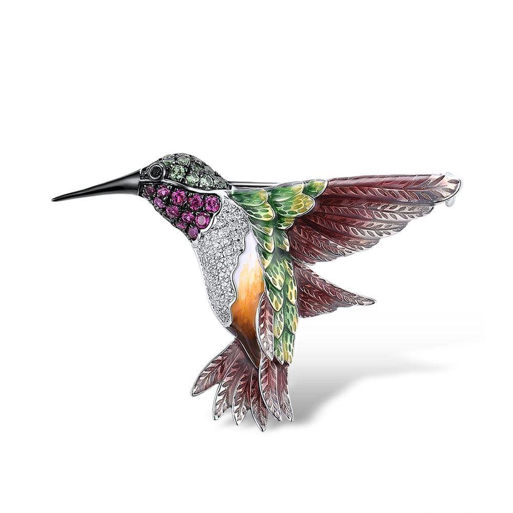 Sterling Silver Hummingbird Brooch for Women - namana.london