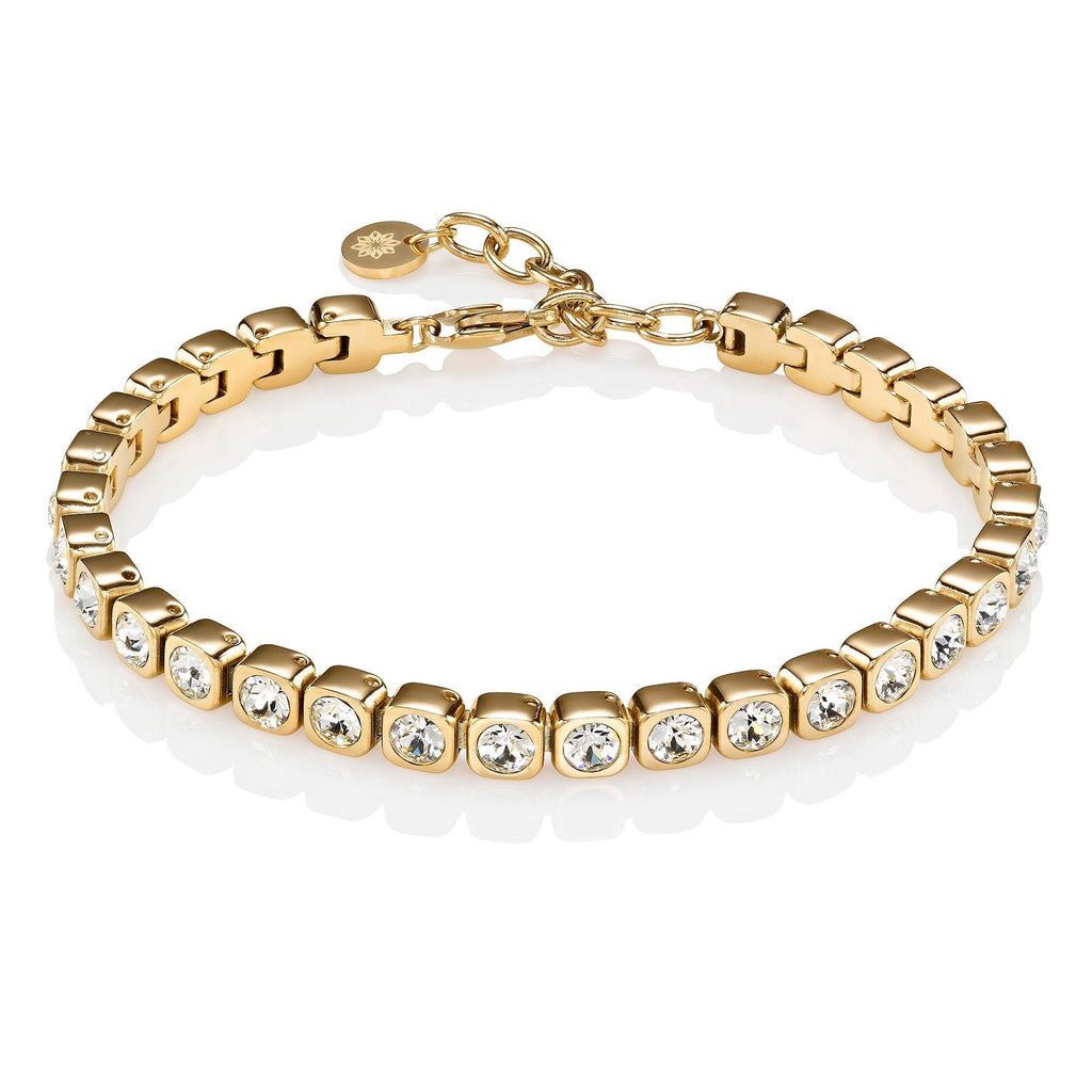 Gold Tennis Bracelet with Swarovski Crystals