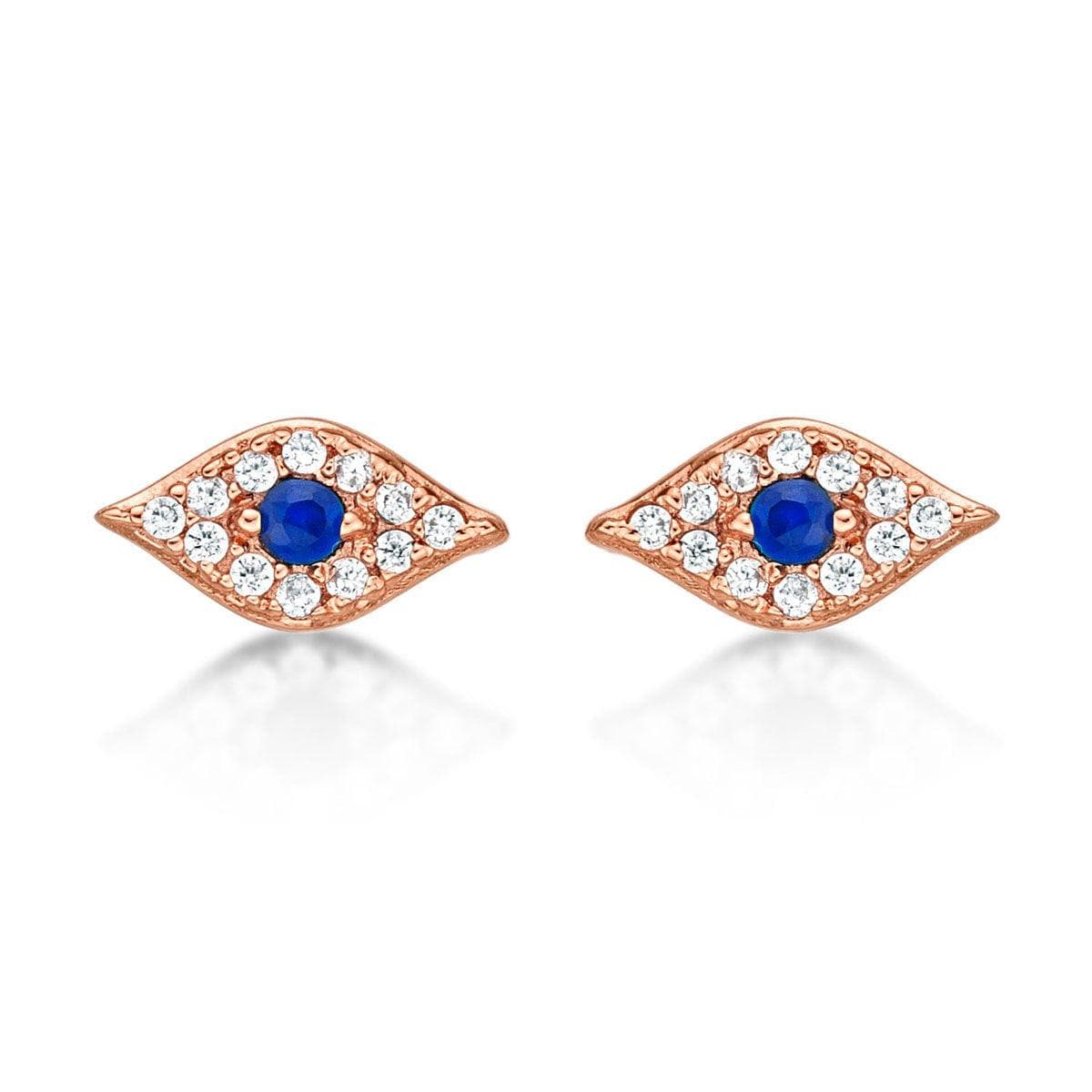 Rose Gold Evil Eye Stud Earrings for Women - namana.london