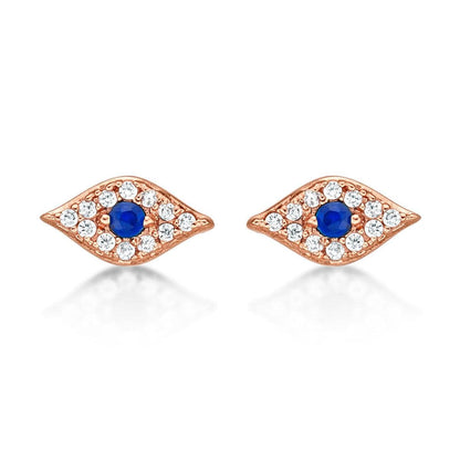Rose Gold Evil Eye Stud Earrings for Women - namana.london