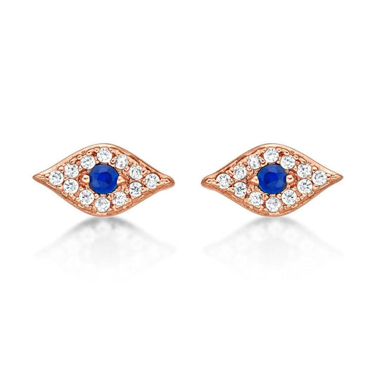Rose Gold Evil Eye Stud Earrings for Women - namana.london