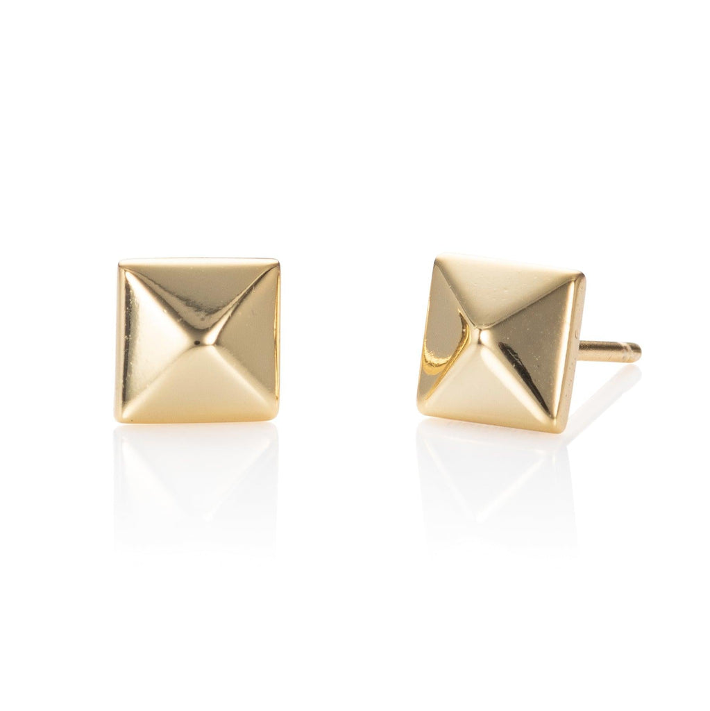 Dainty Gold Square Pyramid Stud Earrings for Women - namana.london