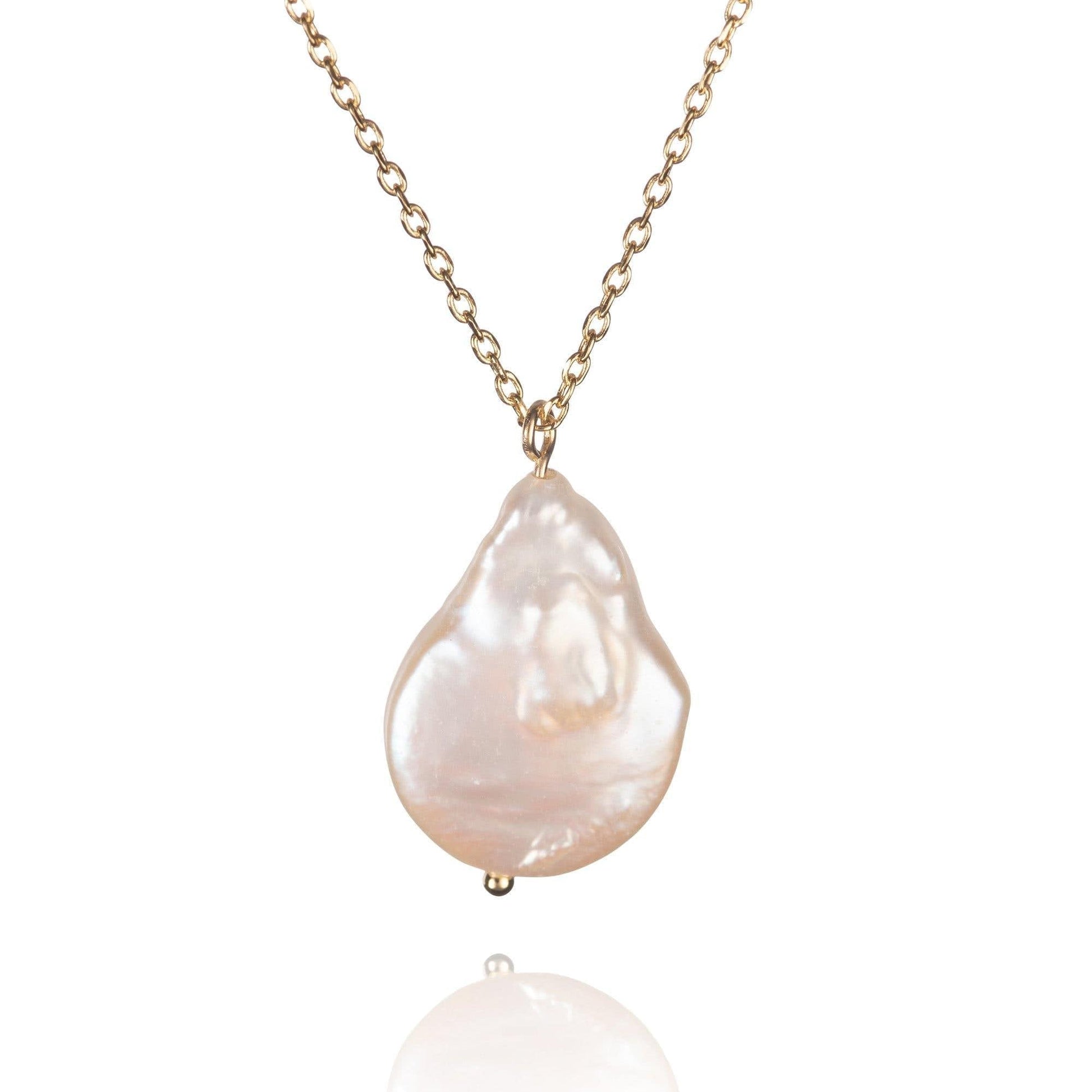 Gold Plated Baroque Pearl Pendant Necklace for Women - namana.london