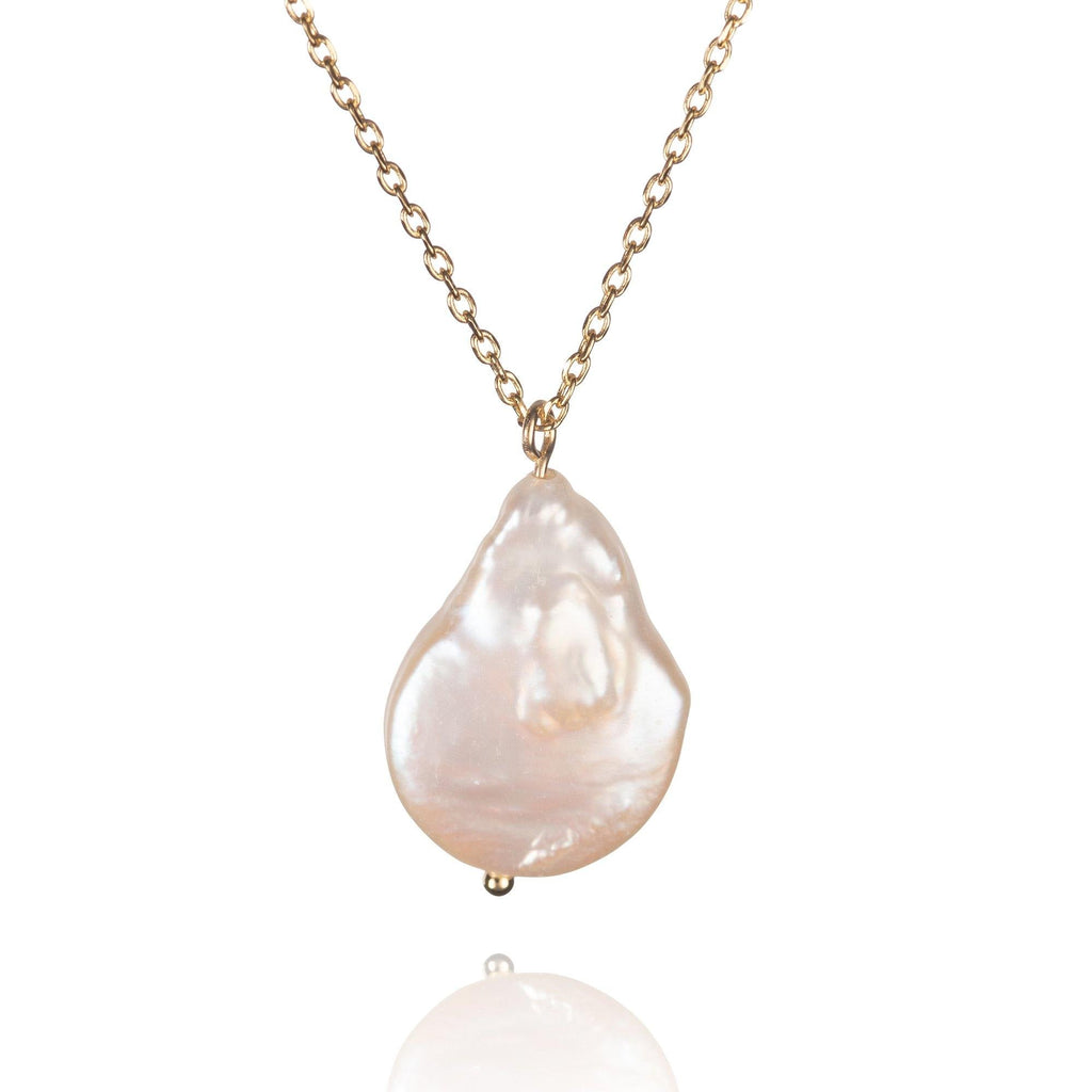 Gold Plated Baroque Pearl Pendant Necklace for Women