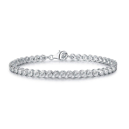 925 Sterling Silver Bezel Set Tennis Bracelet For Women with 3mm Cubic Zirconia - namana.london
