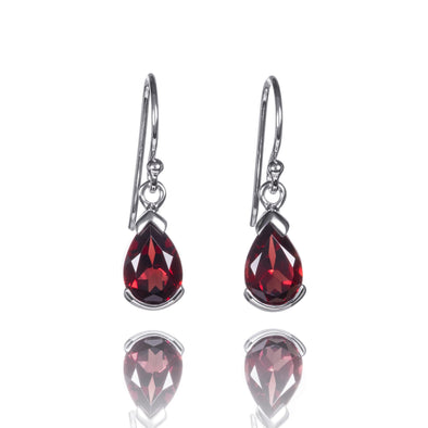 925 Sterling Silver Drop Earrings with Garnet Gemstones - namana.london