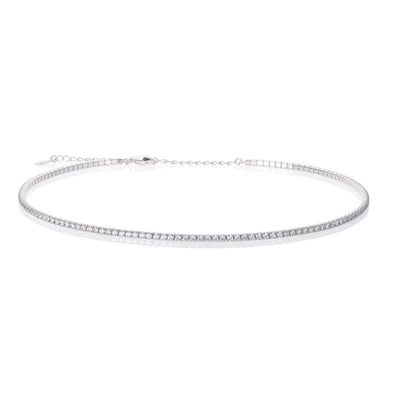 925 Sterling Silver Skinny Choker Necklace for Women with Cubic Zirconia Stones - namana.london