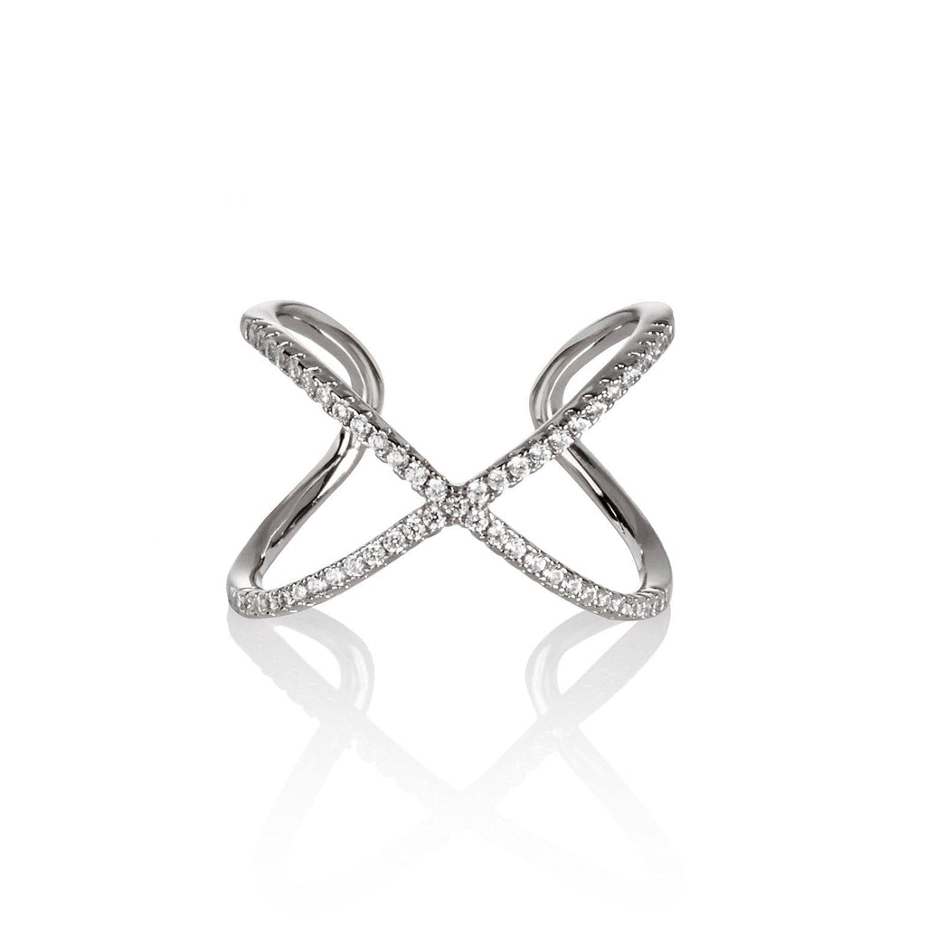 Adjustable Cross Ring for Women with Cubic Zirconia Stones - namana.london