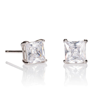 Square Stud Earrings for Men with Cubic Zirconia Stone - namana.london