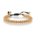 Rose Gold Mens Bracelet with Metal Beads on Adjustable Black Cord - namana.london