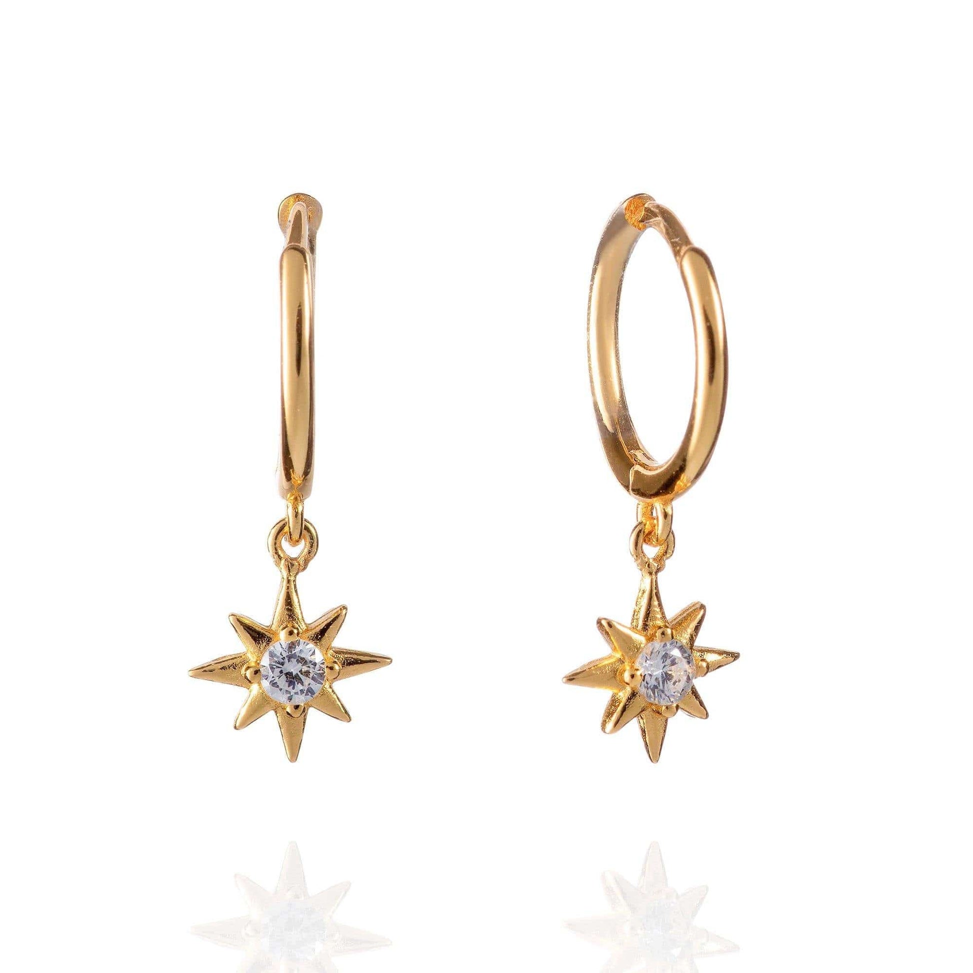 Gold Star Huggie Hoop Earrings for Women - namana.london