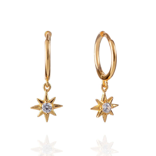 Gold Star Huggie Hoop Earrings for Women - namana.london