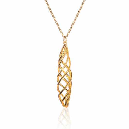 Long Gold Spiral Pendant Necklace for Women - namana.london