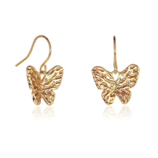 Gold Plated Butterfly Dangle Earrings for Women - namana.london