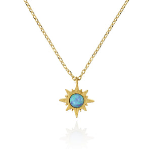 Gold Sunburst Opal Pendant Necklace - namana.london