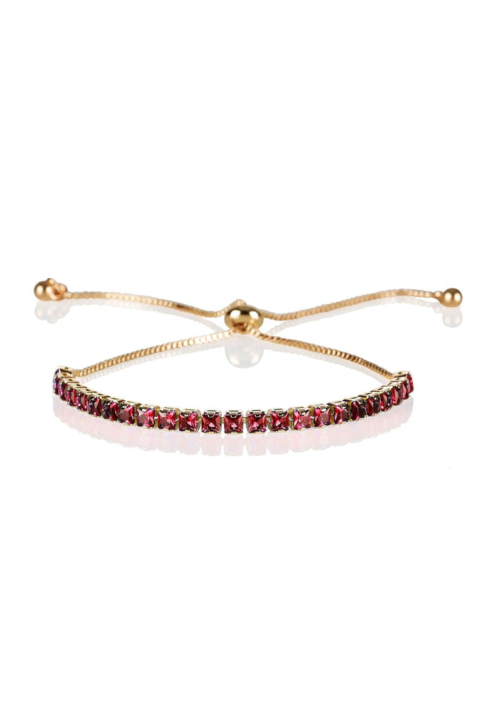 Adjustable Gold Bracelet for Women with Red Stones - namana.london