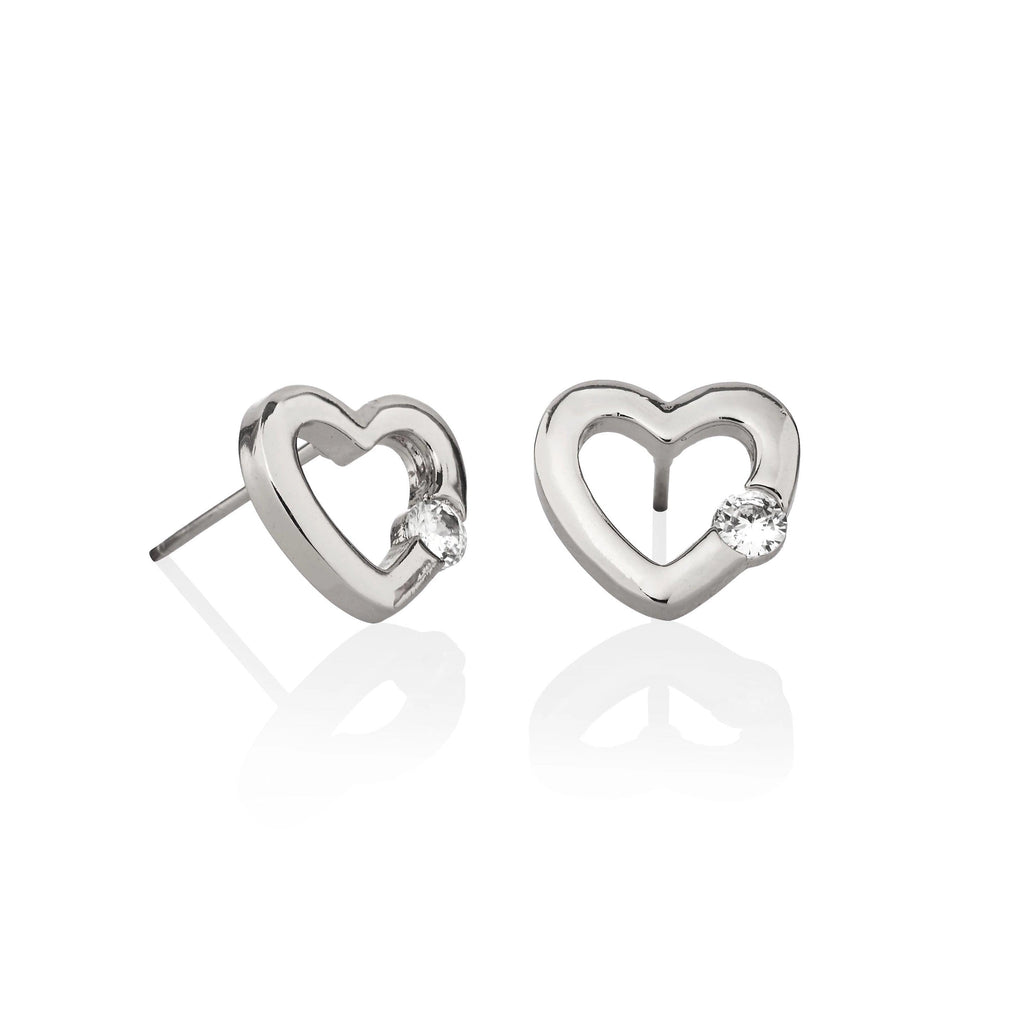 Love Heart Stud Earrings with Cubic Zirconia - namana.london