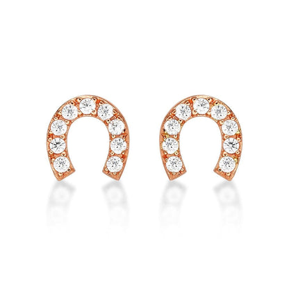 Rose Gold Horse Shoe Stud Earrings for Women - namana.london