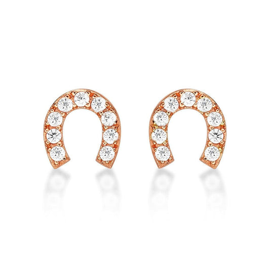 Rose Gold Horse Shoe Stud Earrings for Women - namana.london