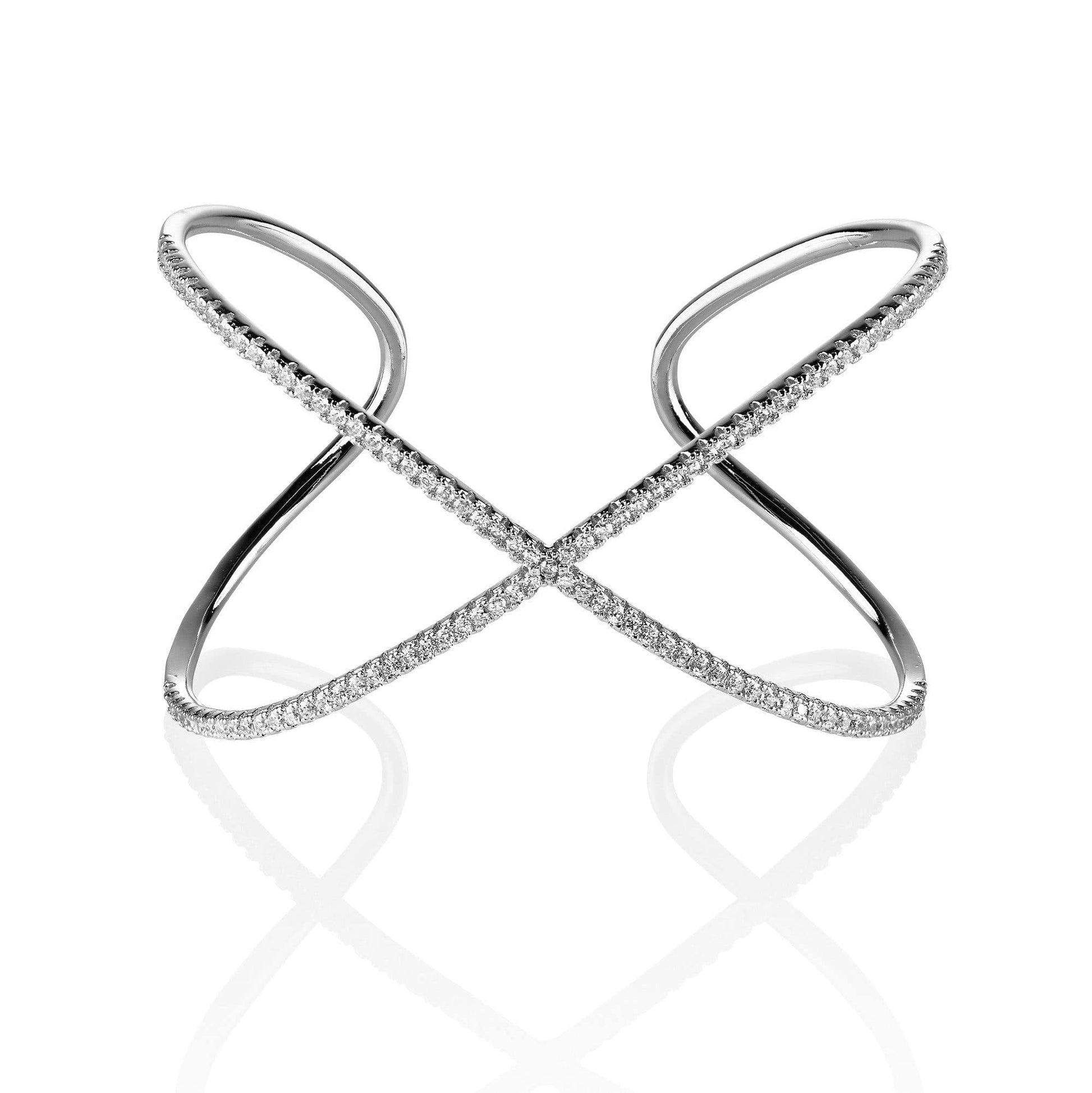 Cross Cuff Bracelet with Cubic Zirconia - namana.london