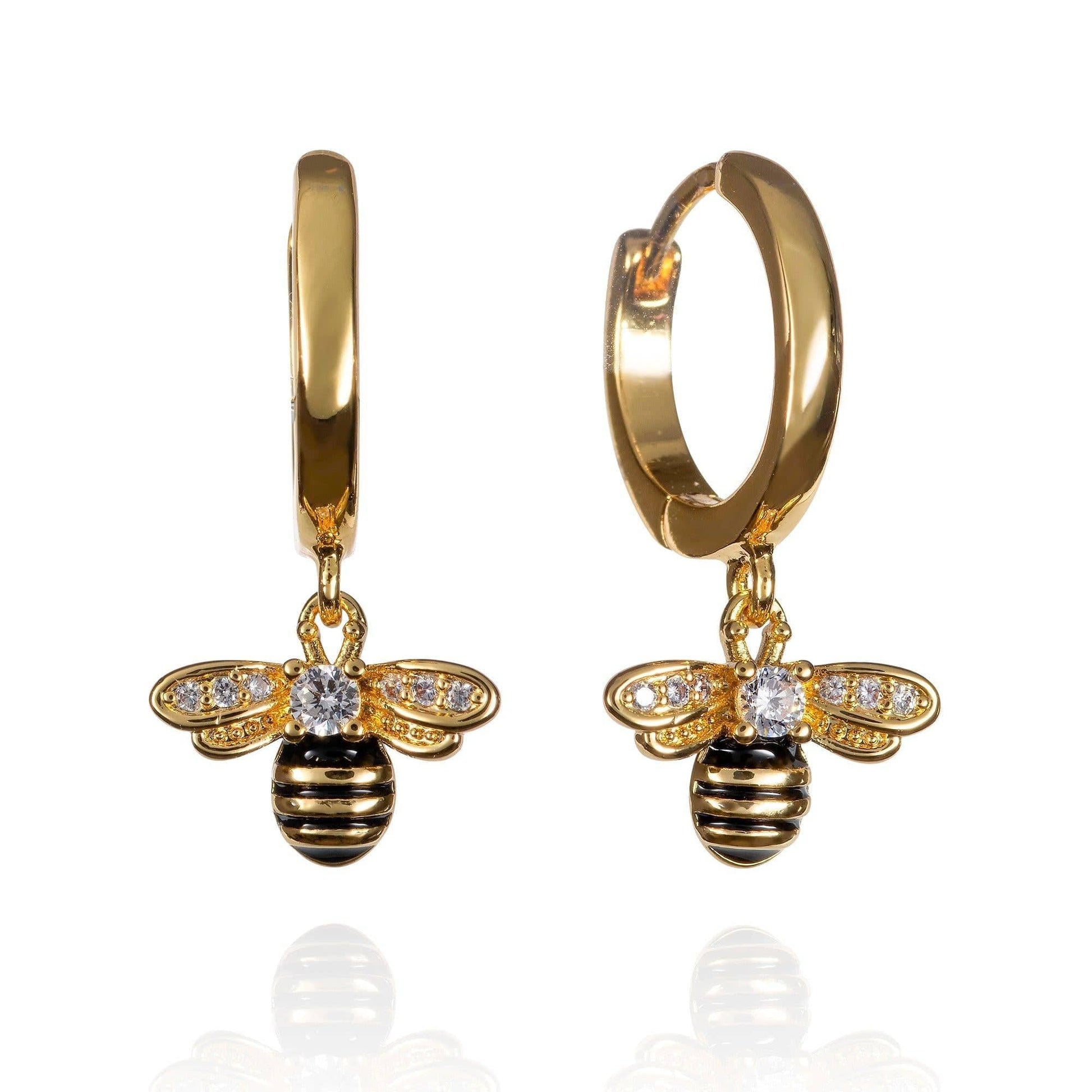 Gold Bumble Bee Hoop Earrings for Women - namana.london