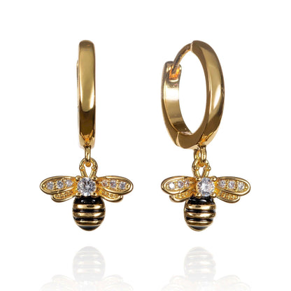 Gold Bumble Bee Hoop Earrings for Women - namana.london