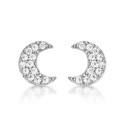 925 Sterling Silver Half Moon Stud Earrings for Women - namana.london