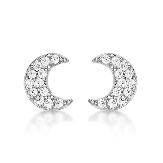 925 Sterling Silver Half Moon Stud Earrings for Women - namana.london