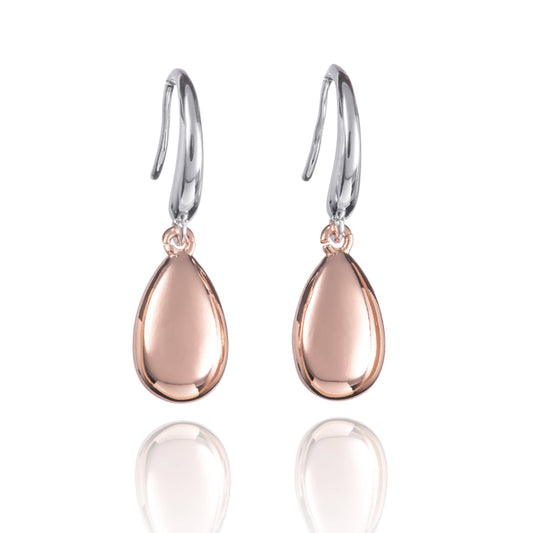 Silver and Rose Gold Two Tone Teardrop Earrings - namana.london