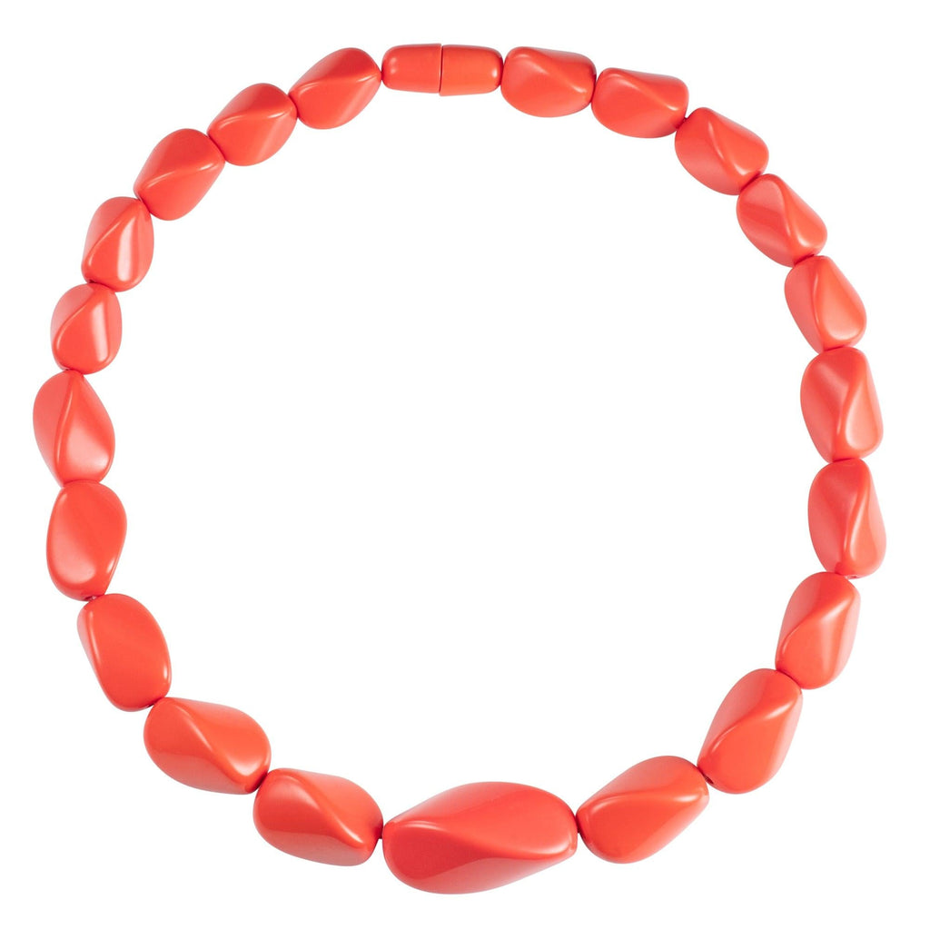 Twisted Coral Orange Chunky Statement Necklace for Women - namana.london