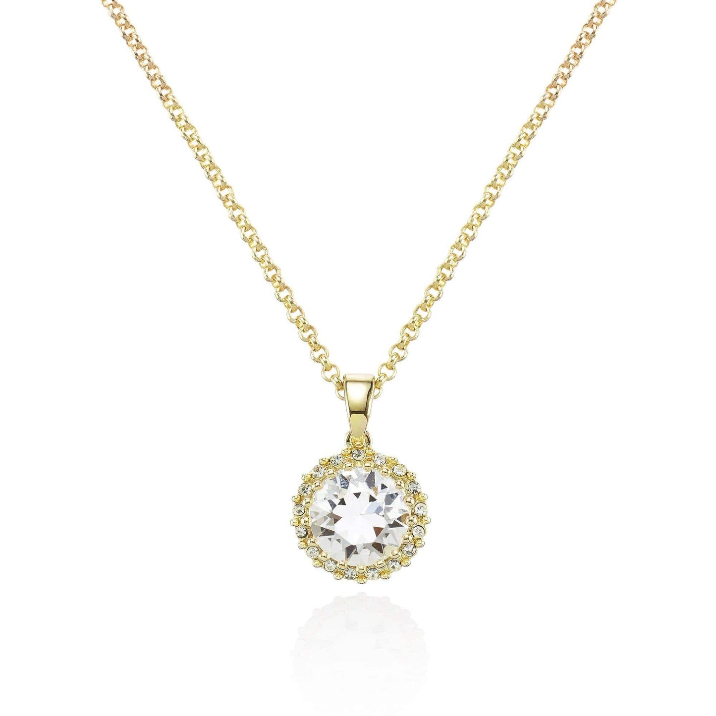 Gold Halo Pendant Necklace with Swarovski Crystals - namana.london