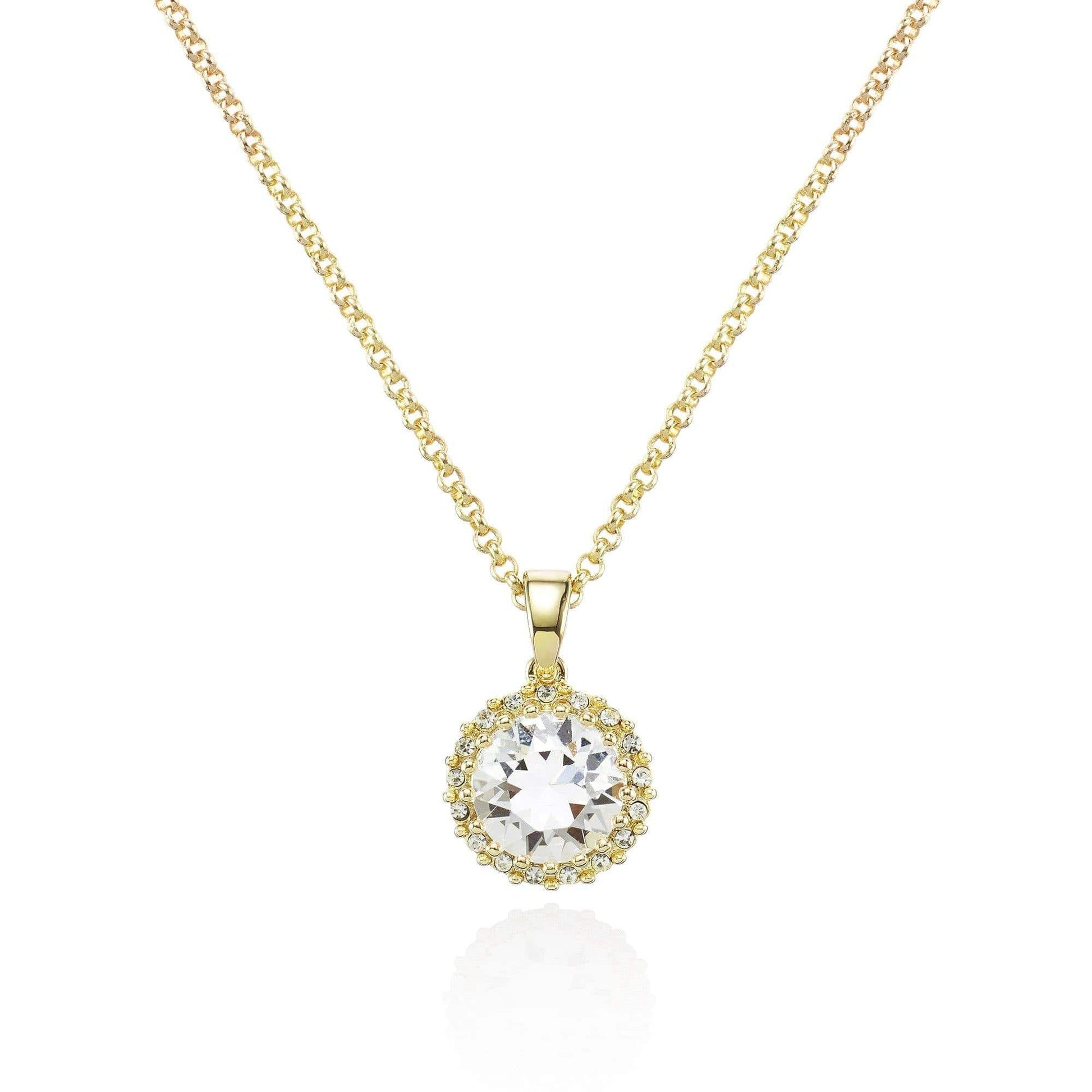 Gold Halo Pendant Necklace with Swarovski Crystals - namana.london
