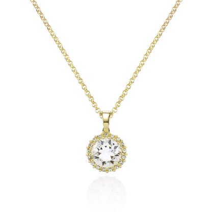 Gold Halo Pendant Necklace with Swarovski Crystals - namana.london