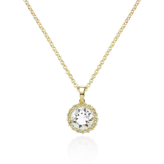 Gold Halo Pendant Necklace with Swarovski Crystals - namana.london