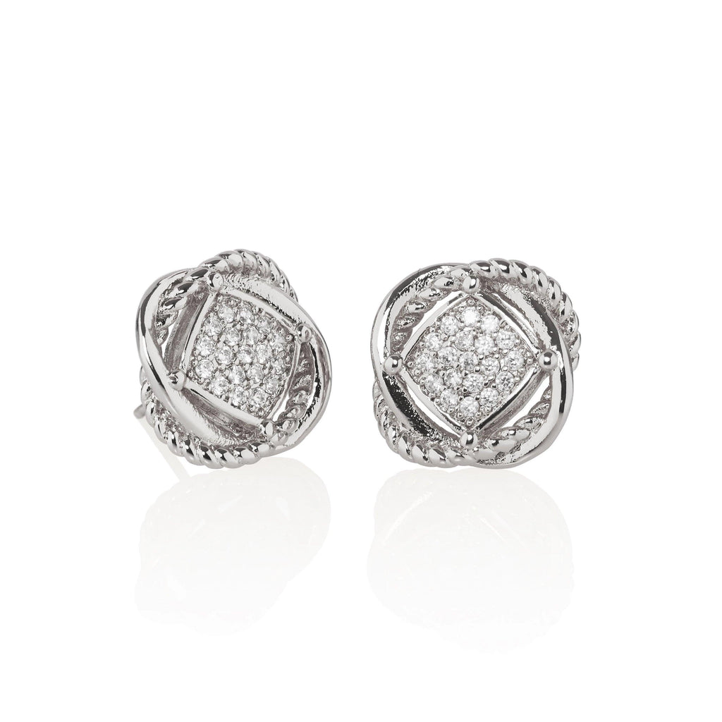 Knot Stud Earrings Set with Cubic Zirconia - namana.london