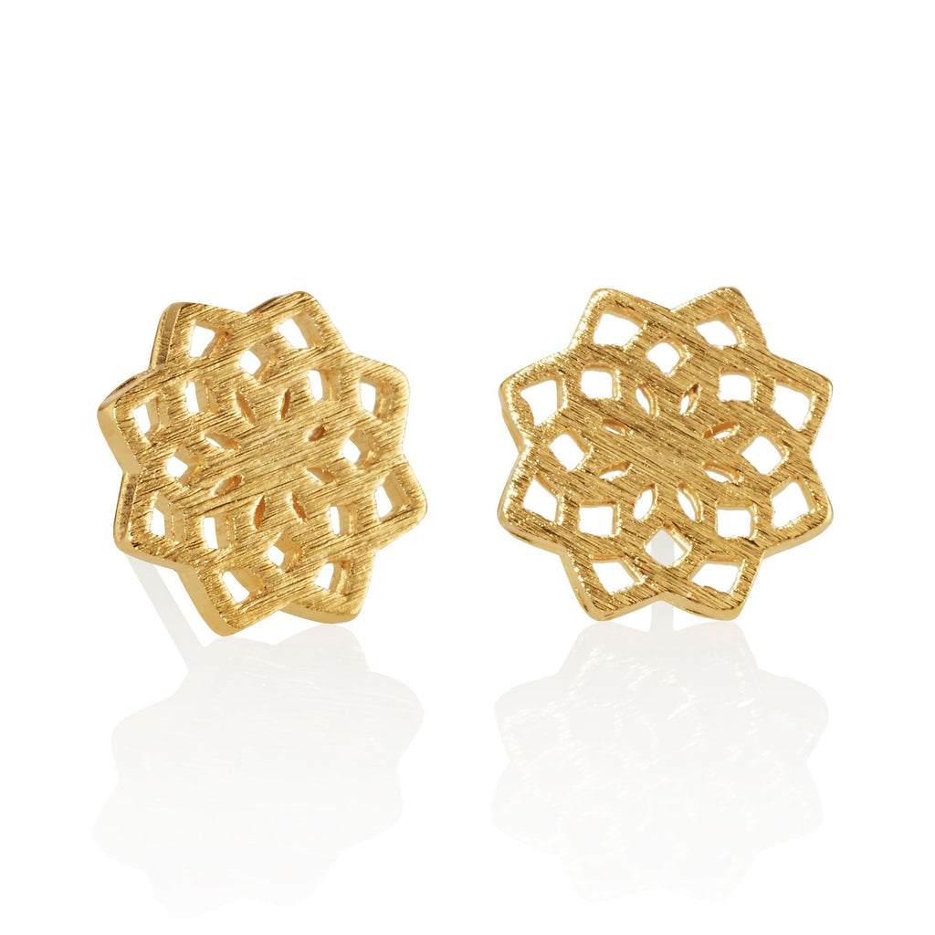 Gold Mandala Stud Earrings for Women