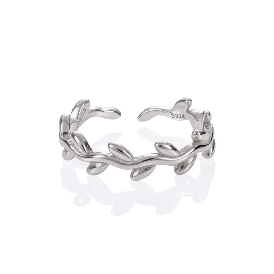 Adjustable Sterling Silver Leaf Toe Ring for Women - namana.london