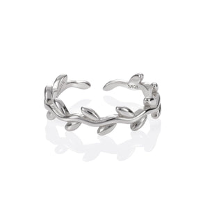 Adjustable Sterling Silver Leaf Toe Ring for Women - namana.london