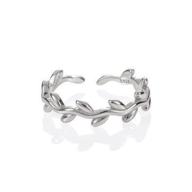 Adjustable Sterling Silver Leaf Toe Ring for Women - namana.london