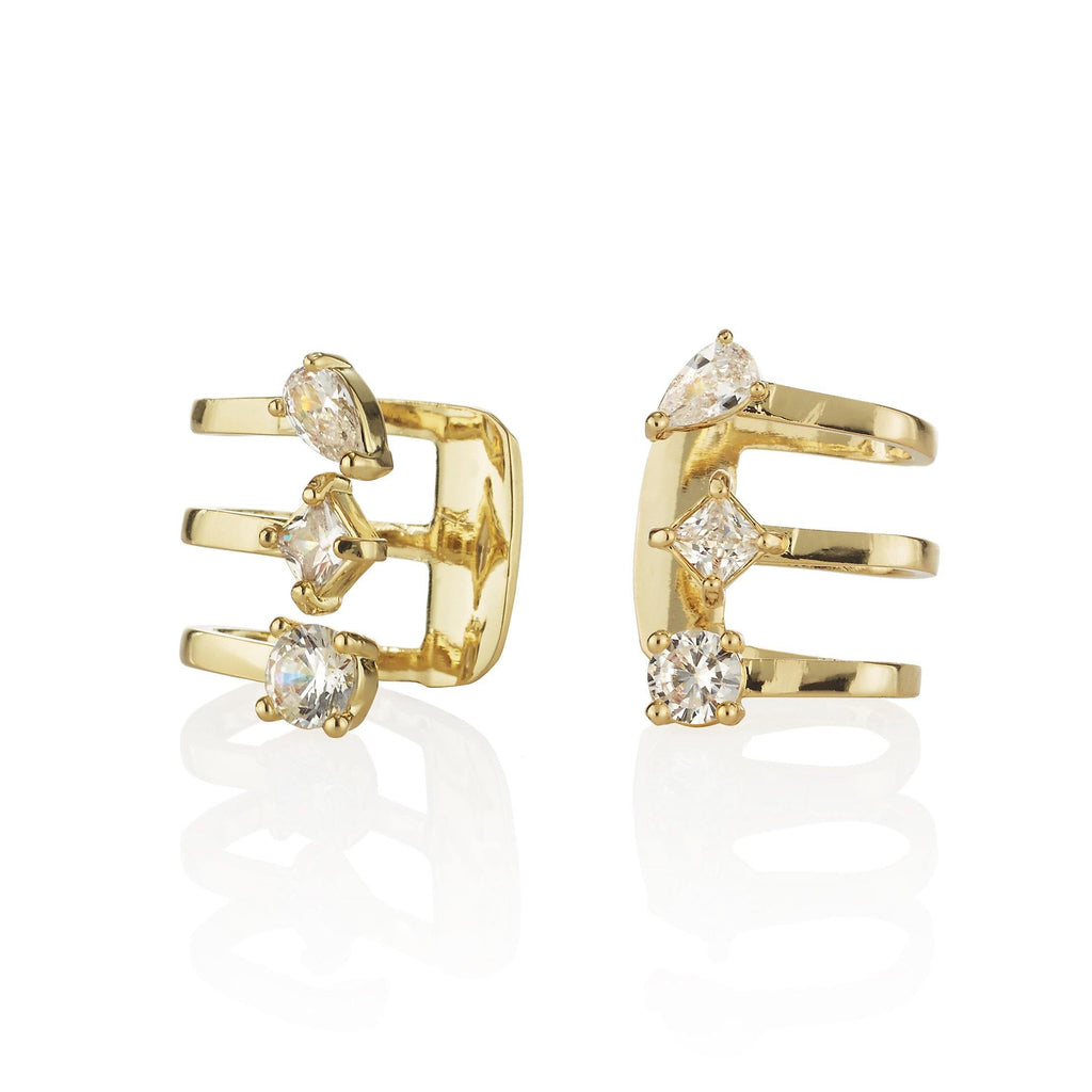 Gold Ear Cuffs Set with Cubic Zirconia