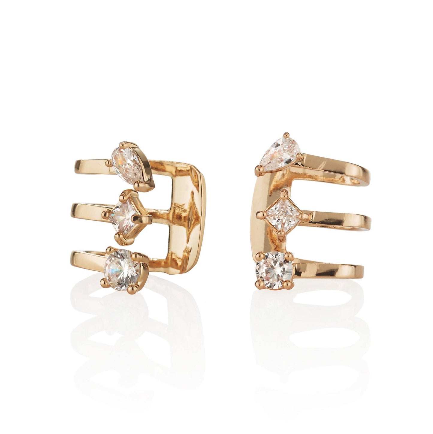 Rose Gold Cuff Earring set with Cubic Zirconia - namana.london