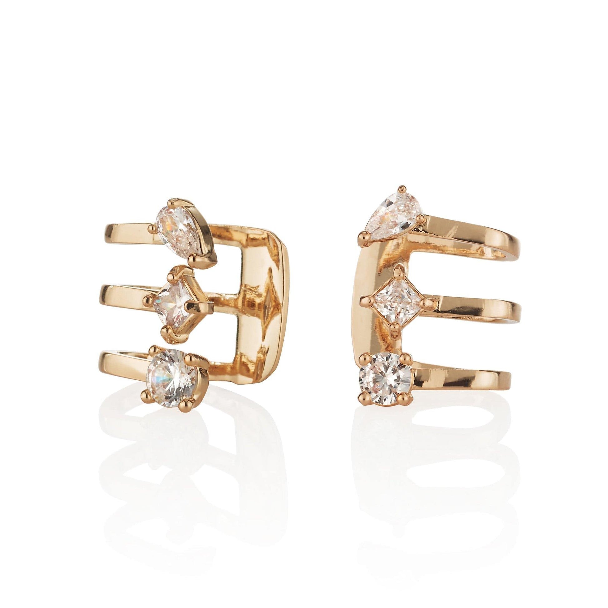 Rose Gold Cuff Earring set with Cubic Zirconia - namana.london