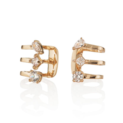 Rose Gold Cuff Earring set with Cubic Zirconia - namana.london