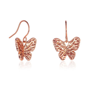 Rose Gold Butterfly Dangle Earrings for Women - namana.london