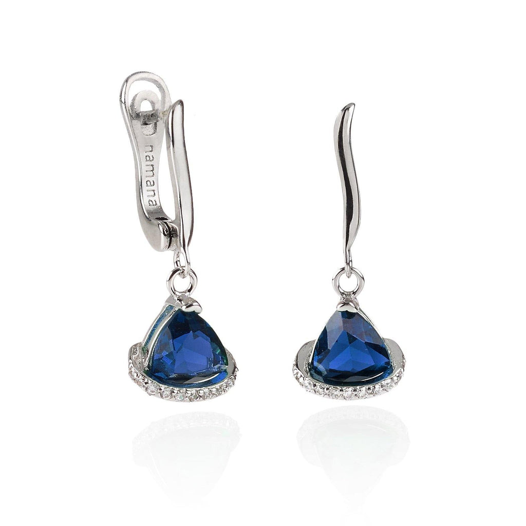 Triangle Blue Drop Earrings for Women - namana.london